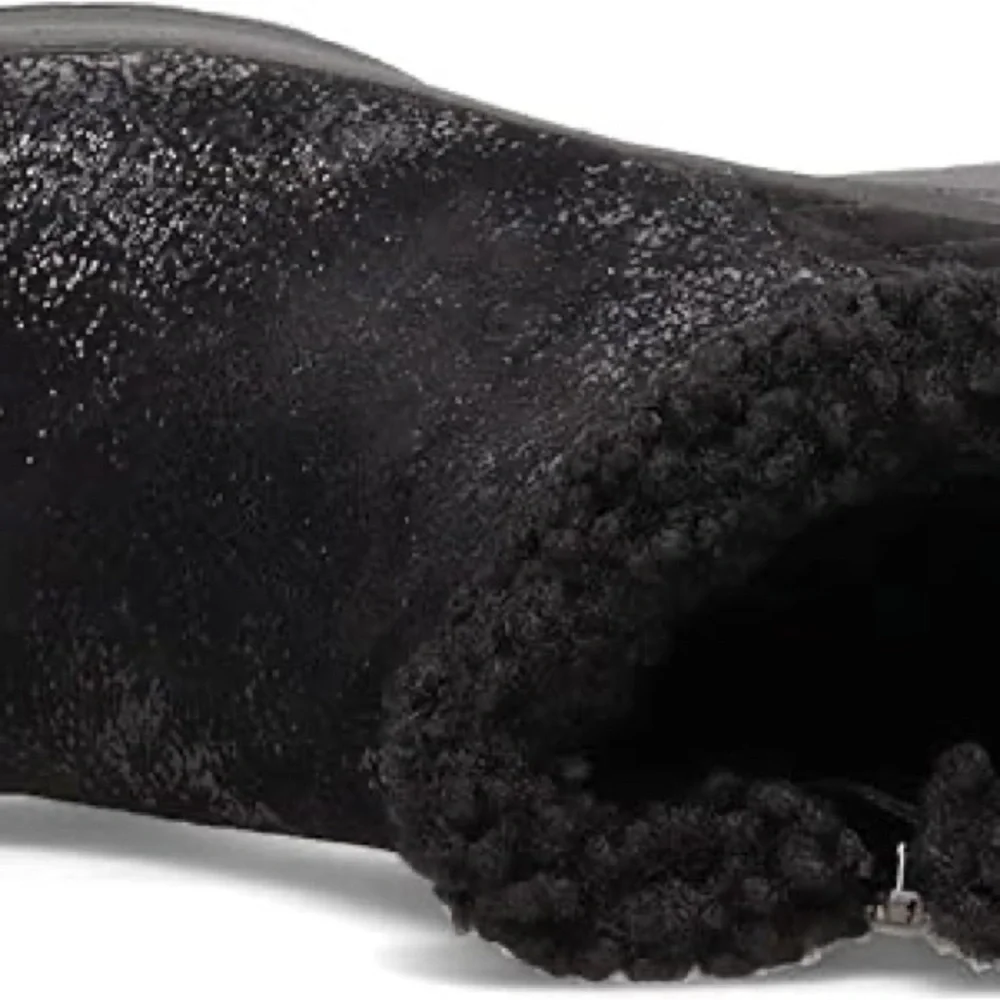 Black Winter Ankle Boots with Plush Collar